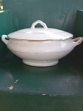 ✅ ANTICA ZUPPIERA LEGUMIERA S.C.RICHARD EPOCA fine PORCELLANA ORO ZECCHINO-ix-49