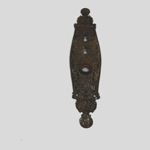 Vintage Ornate Cast Metal Door Plate Hardware Keyhole Antique Architectural