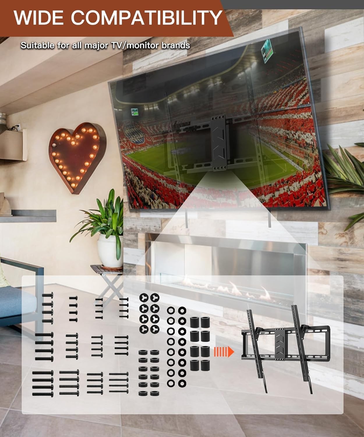 92PCS Universal TV Mounting Hardware Screw Kit Set-M4 M5 M6 M8 Screws 80", Black