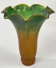 Amber Green Lily Lamp Shade Tiffany Style Vintage Tulip Blown Glass Flower Decor