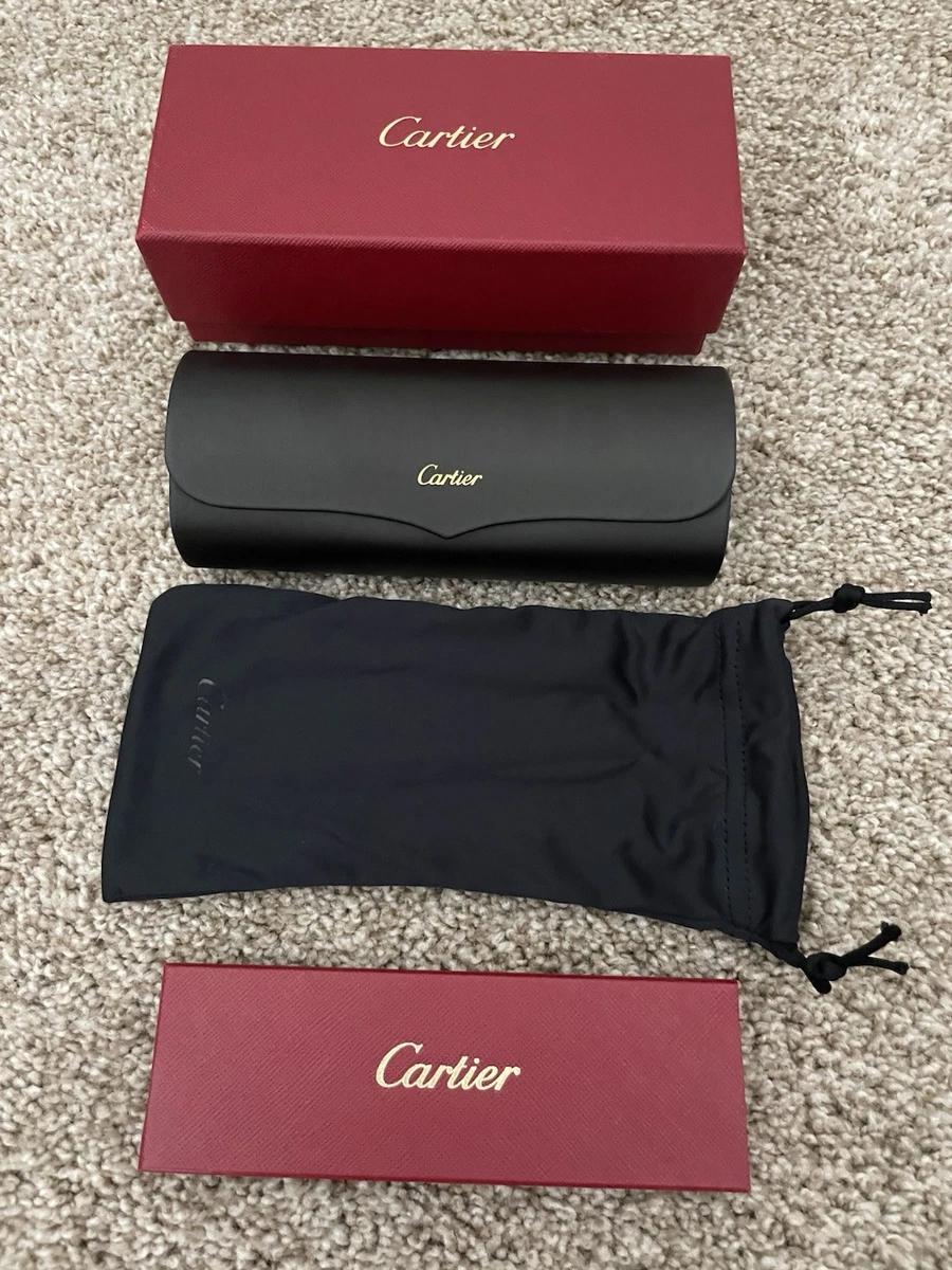 Authentic NIB Cartier Square Sunglasses with case, box dust cloth Authentic Cartier Glasses Packaging Set Large Box Case Cloth  main image 2