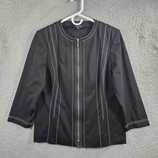 Misook Cardigan Jacket Women Small Full Zip Stretch Black Office Event Work