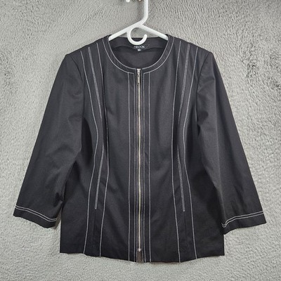 Misook Cardigan Jacket Women Small Full Zip Stretch Black Office Event Work