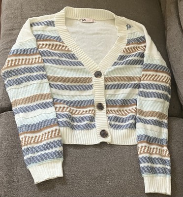 SO Multi Colored Striped Button-Up Cardigan Sweater Size M