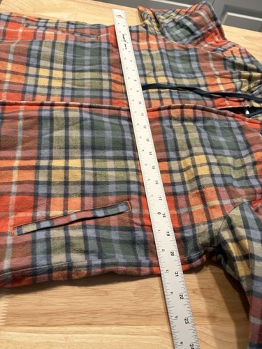 Chaqueta con Capucha Ligera L Bean Verde Naranja A Cuadros Cremallera Pequeña M - Imagen 4 de 5