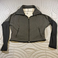 Nike Dri Fit Womens Active Jacket Size M Full Zip Long Sleeve Black Big Collar