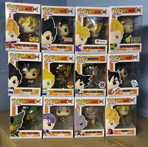 Funko Pop! Vinyl: Dragon Ball Z Lot Of 12 Goku Vegeta Gohan Trunks W Protector