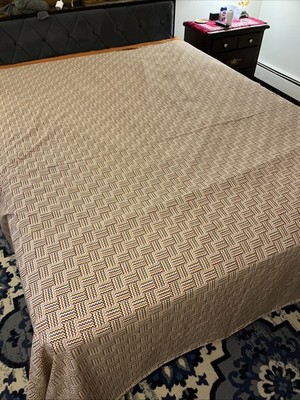 Vintage 70s Martex Percale King Flat Sheet Chevron Patchwork Look Fabric
