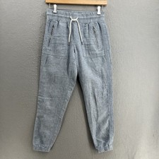 Athleta Cabo Linen Jogger Womens 2 Blue Pant Chambray Tapered Resort Travel