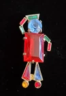 Vintage Jester Clown Figural Costume Jewelry Brooch Pin 2.5" Long Unsigned