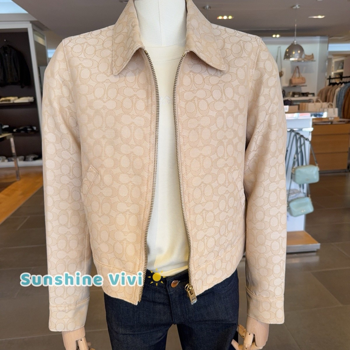 NWT COACH Woman's Signature Zip Front Jacket Light Khaki Choose