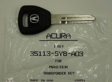 Genuine Acura Key Blank (Main)(Black)(Immobilizer) 35113-SY8-A03