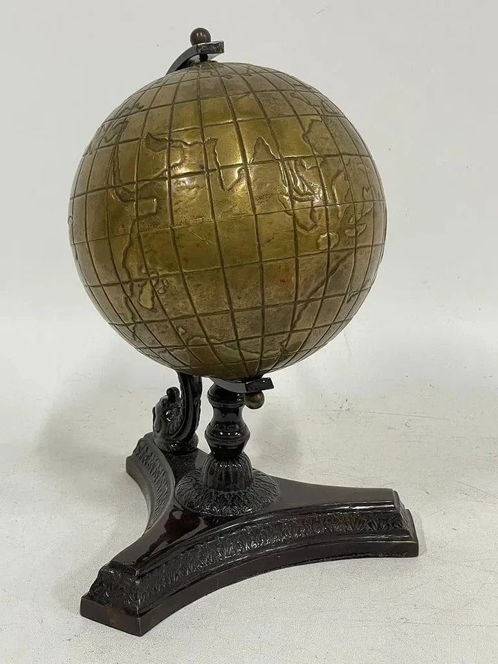 GLOBO DE MESA DE ESCRITORIO DE LATÓN MACIZO VINTAGE 11" Foto 3 de 4