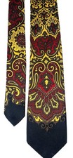 Men's Silk Tie Bold Light Brown color w/ Red Browns Paisley w/ Black 55.5 x 3.5