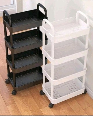 Multi-Tier Rolling Storage Cart - Compact Design Saves Space, Sturdy Plastic...