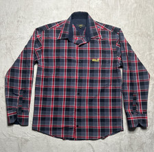Jack Wolfskin Mens Size M Check Red Gray Long Sleeve Shirt Logo Pocket Cotton