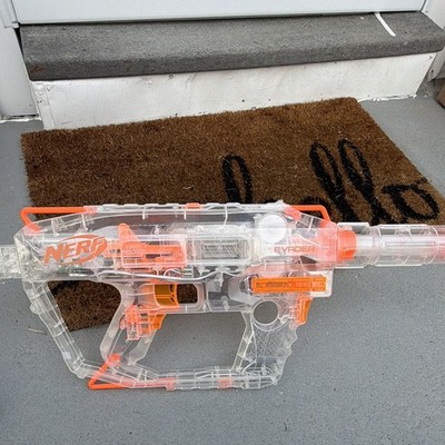 NERF N-Strike Elite Evader Clear/Orange Blaster w/ Stock, Mag, Barrel (2017)