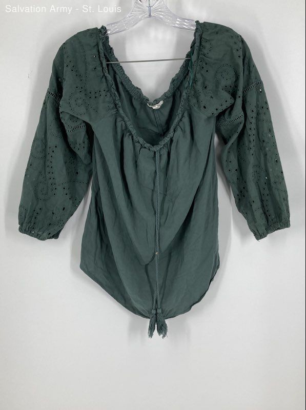 Maurices Womens Green Off-The-Shoulder Pullover Blouse Top Size Medium