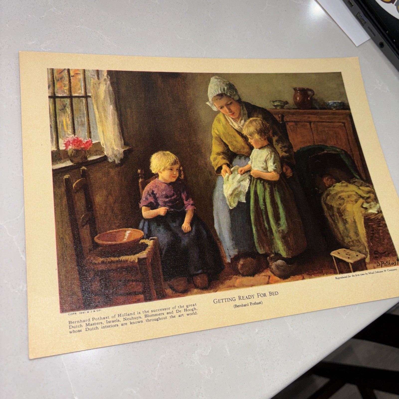 RARE VINTAGE 1941 Bernhard (Bernard) Pothast Paper Print: Getting Ready for Bed