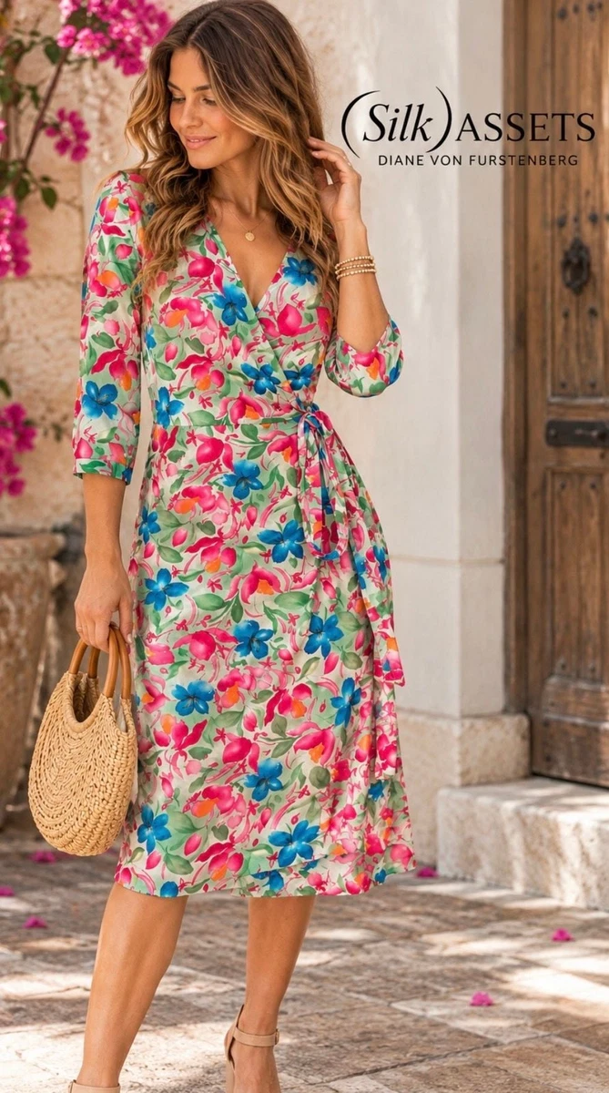 Diane von Furstenberg 3/4 Sleeve Floral Wrap Dresses for sale | eBay