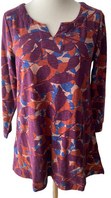 Adini 100% Baumwolle Slub Jersey Tunika 3/4 Arm Rundhals mit V Taschen Gr. XS