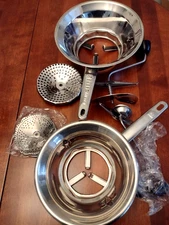 Set of 2 Stainless Steel Food Mills Processor Potato Ricer Hand Crank, 6 Blades