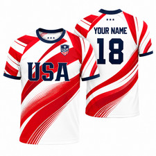 Custom USA Soccer Jersey Personalized Name Number Football Shirt