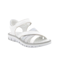 Sandalo Primigi bambina in pelle bianco e argento