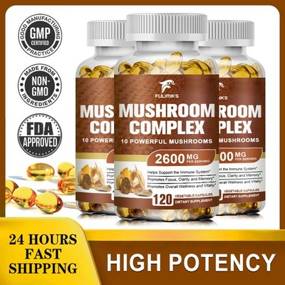 Mushroom Complex Capsules For Men & Women Mood & Stress Dietary Supplement