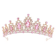 Crystal Tiaras for Women, Wedding Tiaras and Crowns for Women Tiaras Gold Pink
