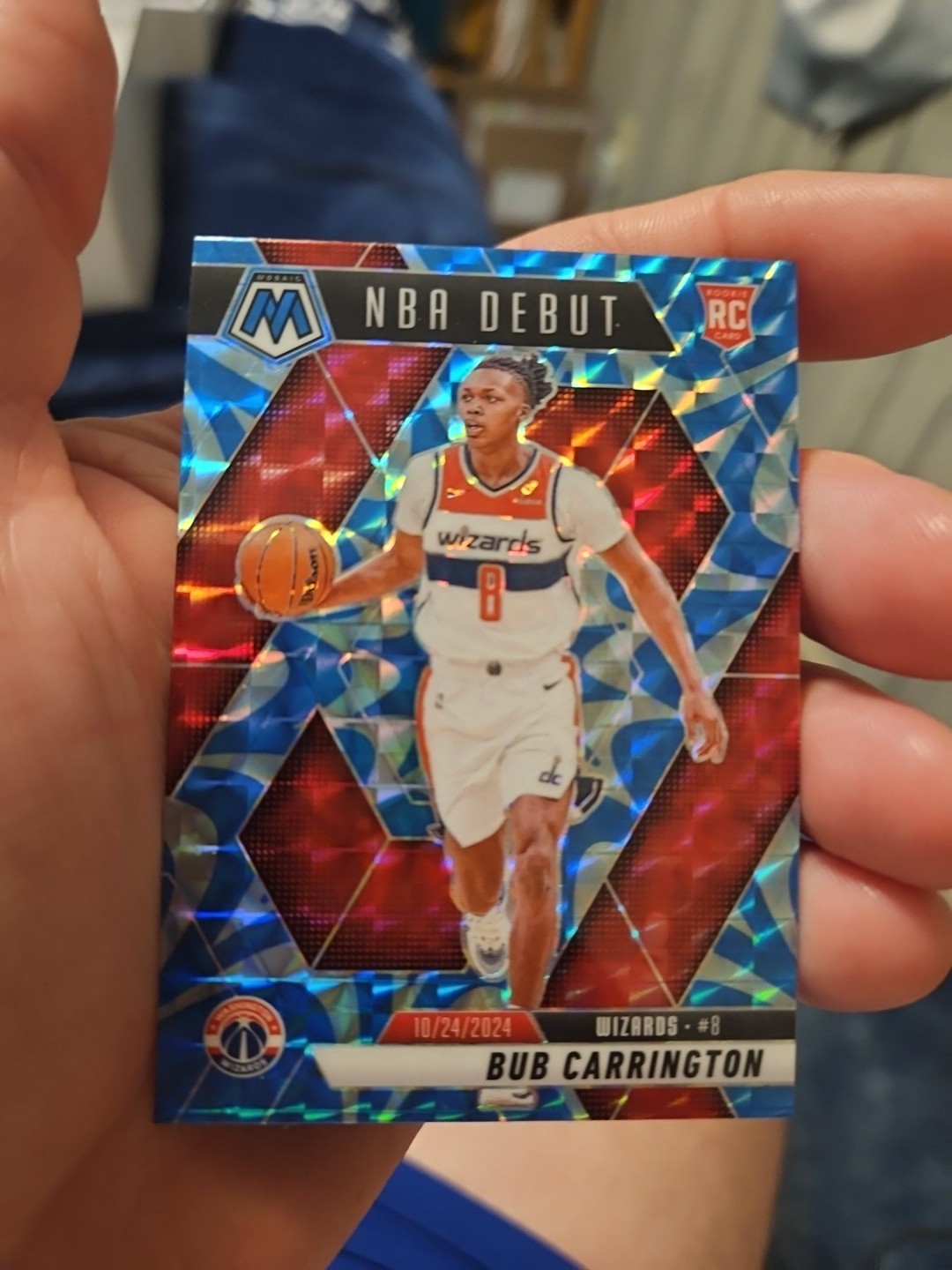 2024-25 Panini Mosaic NBA Debut Rookie Blue Reactive Bub Carrington L522