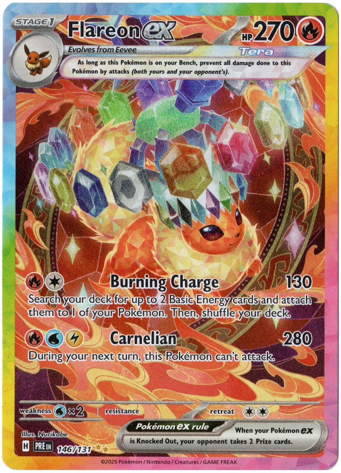 FLAREON EX PRISMATIC EVOLUTIONS 146 SIR LP HOLO TOP EDGE WHITENING (See pic)