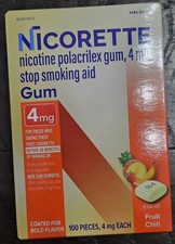 Nicorette Gum 4mg, 100-Pack, Fruit Chill Flavor Stop Smoking Aid