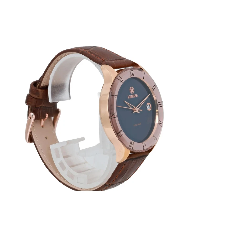 Reloj de cuarzo Jowissa Romo suizo 38 mm esfera azul correa de cuero marrón para hombre J2.198.M Foto 2 de 4