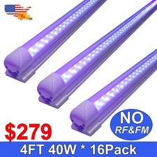 16 Pack Black Light Fixture UV 48 inch 4Ft 40W T8 Tube with US Plug Room D cor