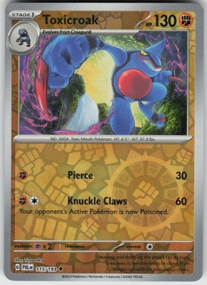 PO-01 Reverse Holo Toxicroak 115/193 Uncommon SV02: Paldea Evolved