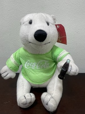 Coco-cola Polar Bear With Tags With Green Jersey 7 Inch Plush