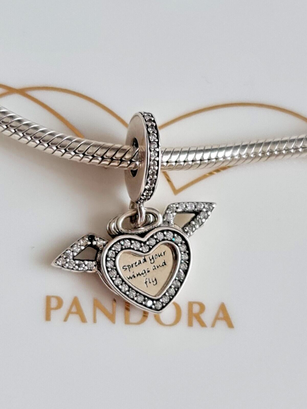 PANDORA Heart Angel Wings Dangle Charm - Silver (798485C01) for sale ...