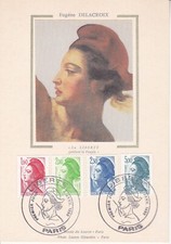 Carte 1er jour Liberté Eugène Delacroix 1ère Emission Soie 1982 3