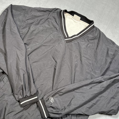 Vintage Rawlings Pullover Windbreaker Jacket Mens 2XL Crew Neck Cuffed Logo Blk - Picture 3 of 8