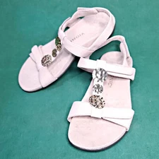 VIONIC WOMENS SANDALS FARA LIZARD BEIGE/NUDE PATENT LEATHER NEAR MINT 8.5