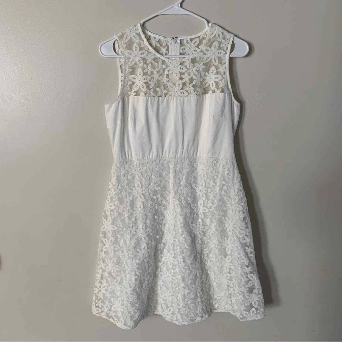 Calvin Klein floral organza lace dress ivory size 8 eBay