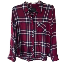 Rails Lite Flannel Plaid Burgundy Buttondown shirt size XS