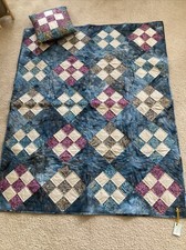 Nine Patch Quilt 40x50  Hand Quilted Stitch Never Used