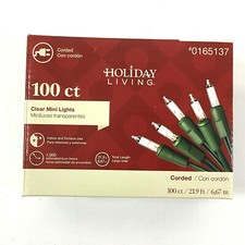 Holiday Living 100 Clear String Lights Green Wire Incandescent Indoor Outdoor