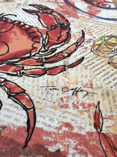 Crab Wall Art Home Decor Canvas Print Painted By Tim Coffey 18 X 18 - Bild 3 von 7