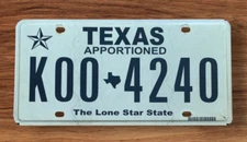 TXS  APPORTIONED SEMI IRP  TRAILER TRL TRLR  LICENSE PLATE " K00 4240 " TX