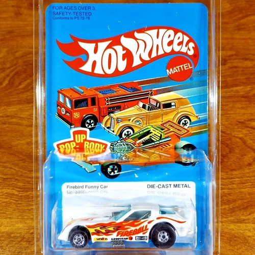 Vintage Hot Wheels Blue Card Firebird Funny Car White BW Blackwall Malaysia 1982