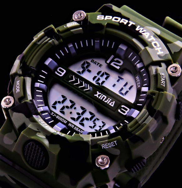 Digital Herren MäNner Armband MäNner Uhr Angeln Jagd Chronograph Licht 10-image