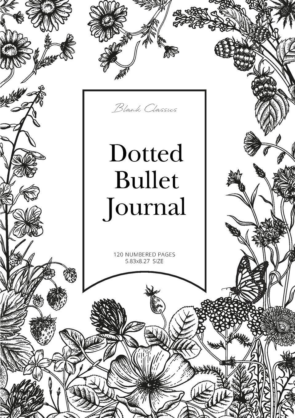 Thumbnail - Dotted Bullet Journal Medium A5 - 5.83x8.27 (black & White Flowers)